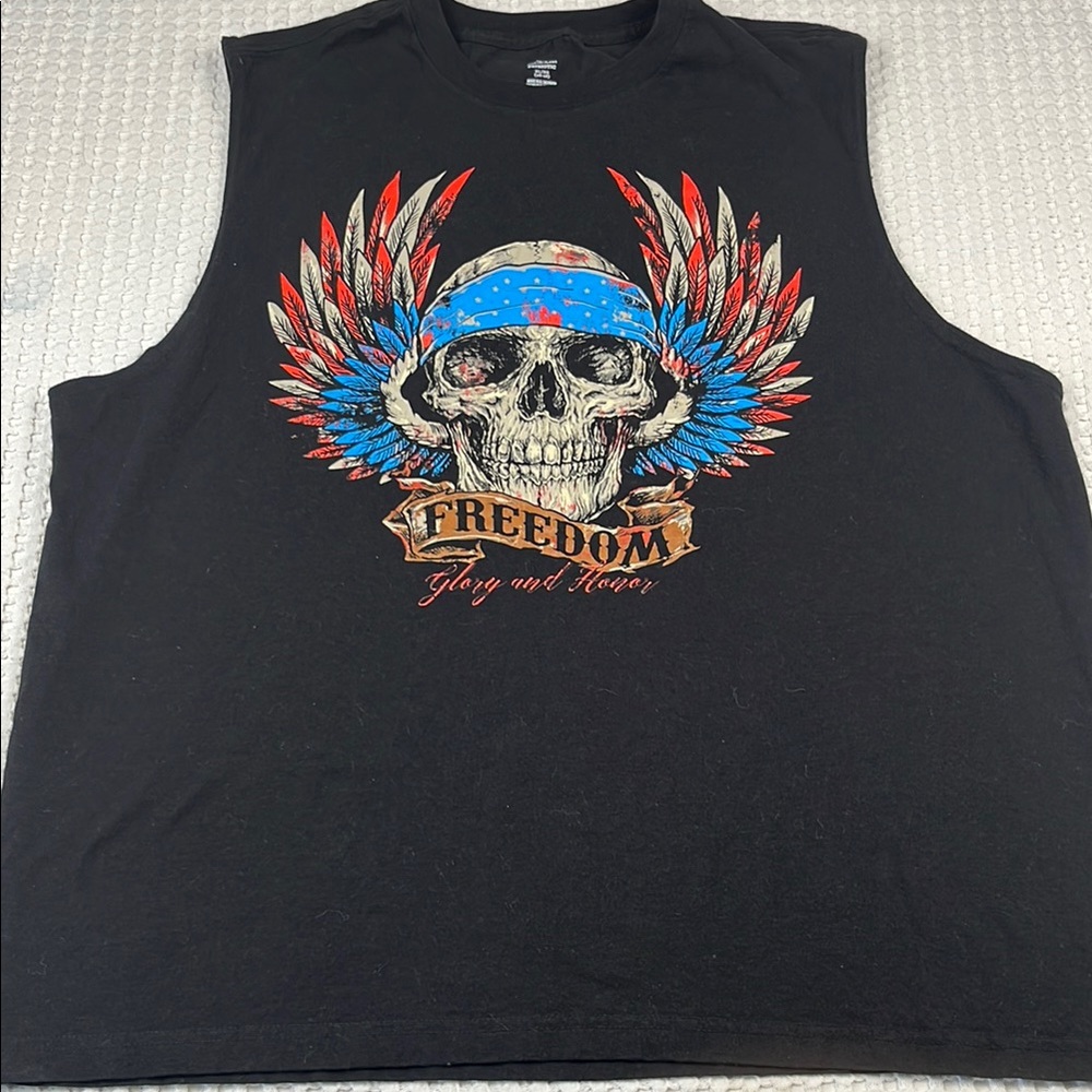 Skeleton Head Muscle Tank XL (46-48) Tee Men’s Freedom Glory & Honor Pre Owned